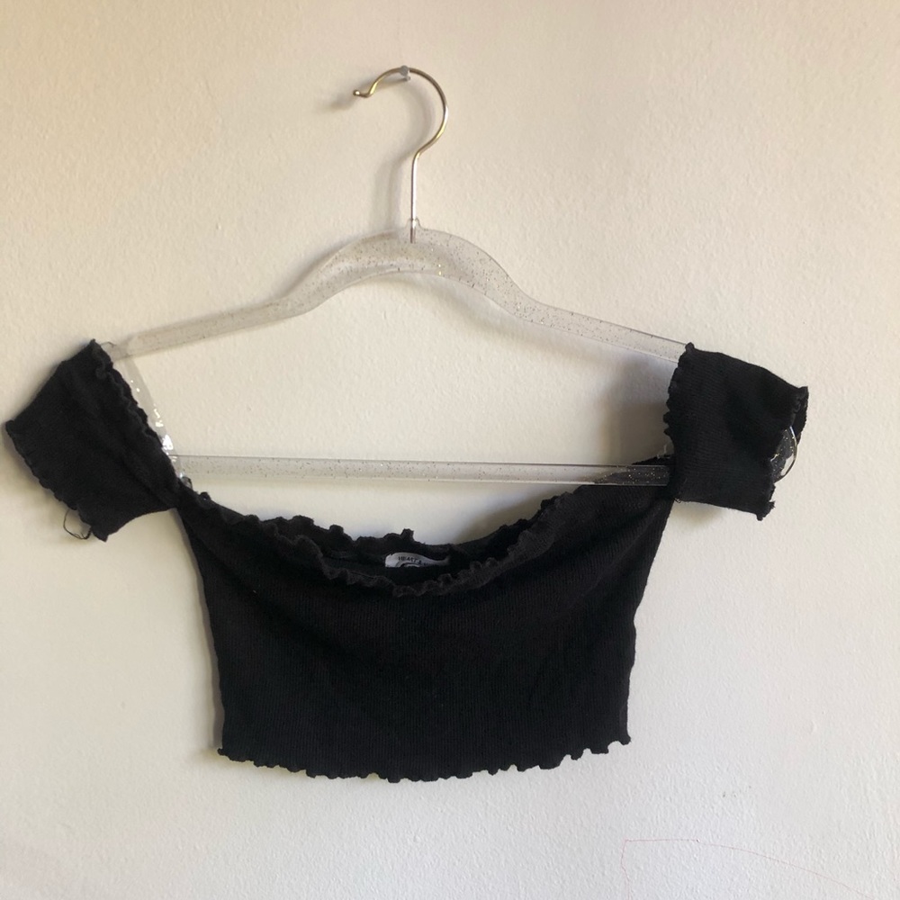 Off the shoulder black crop top